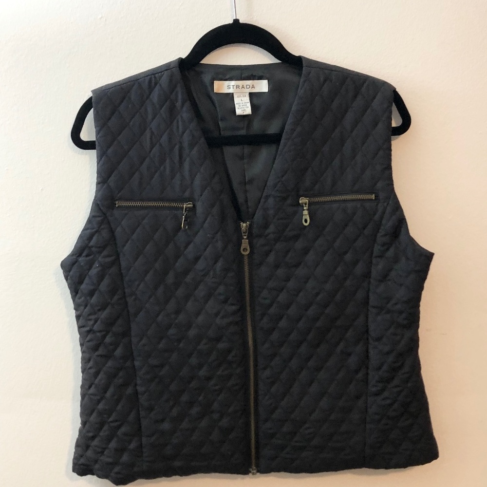 Strada Silk Zippered Vest/Top, SIZE LARGE